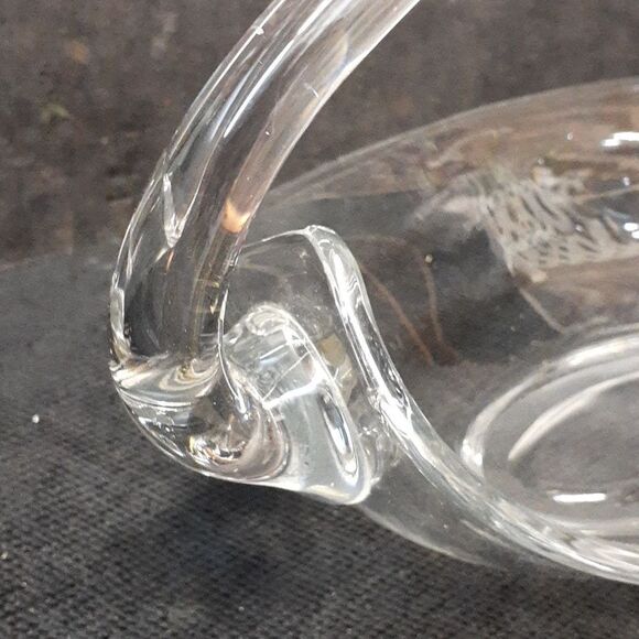 Vtg. Duncan Miller MCM clear glass Swan towel floral trinket bowl - Picture 7 of 14